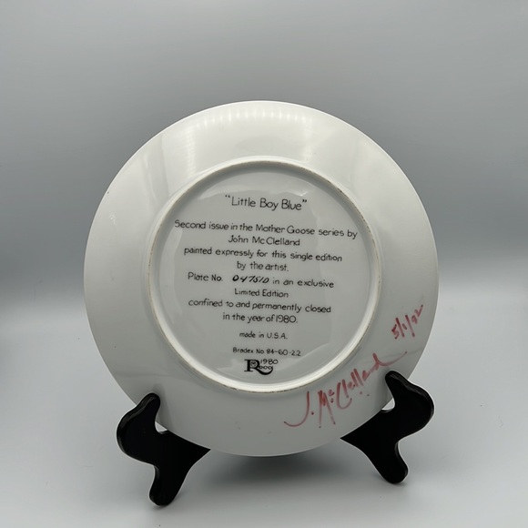 "Little Boy Blue” John McClelland Mother Goose Series Decorative Plate #2 Signed - Picture 4 of 6